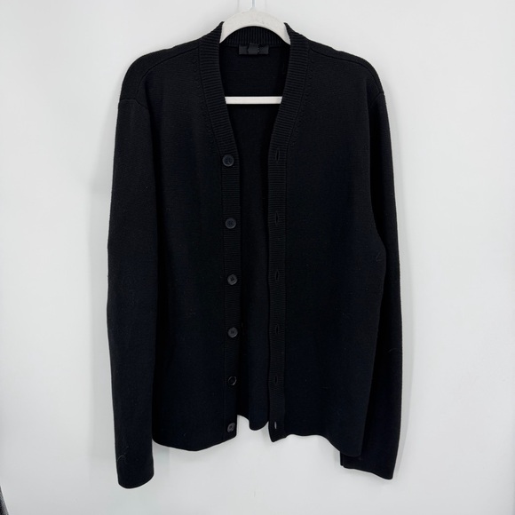 COS V NECK WOOL-BLEND CARDIGAN black high neck button front sz S relaxed fit - Picture 2 of 8